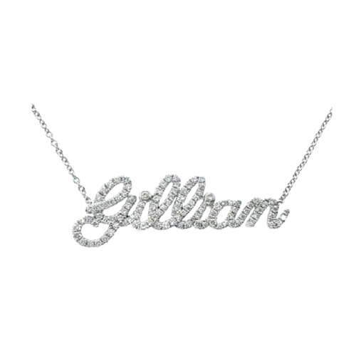Sterling silver name necklace cubic zirconia suppliers customizable word jewelry rhinestone manufacturers
